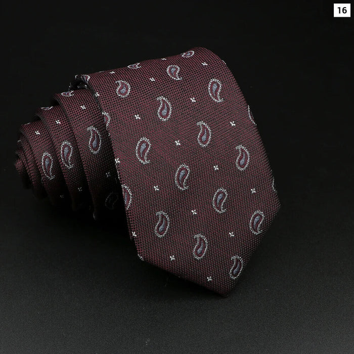 Mens Jacquard Paisley Tie 7Cm Red Green For Tuxedos Suits And Gifts