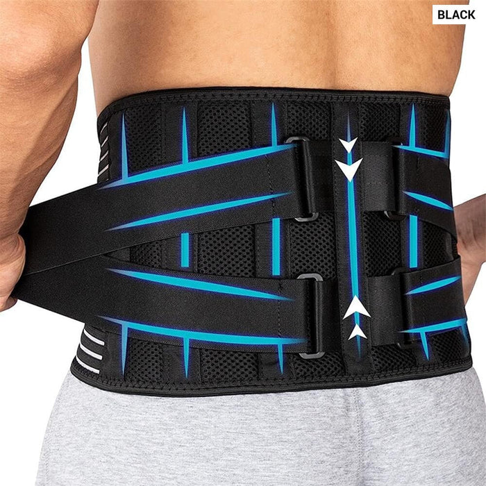 Waist Support Compression Lumbar Back Brace with 7 Stays & Dual Adjustable Straps for Men Women