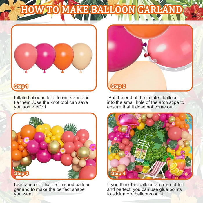 Tropical Balloon Arch Decoration Set Party Decoration With Hawaiian Style Pineapple Coconut Pink Aqua Blue Balloon For Birthday