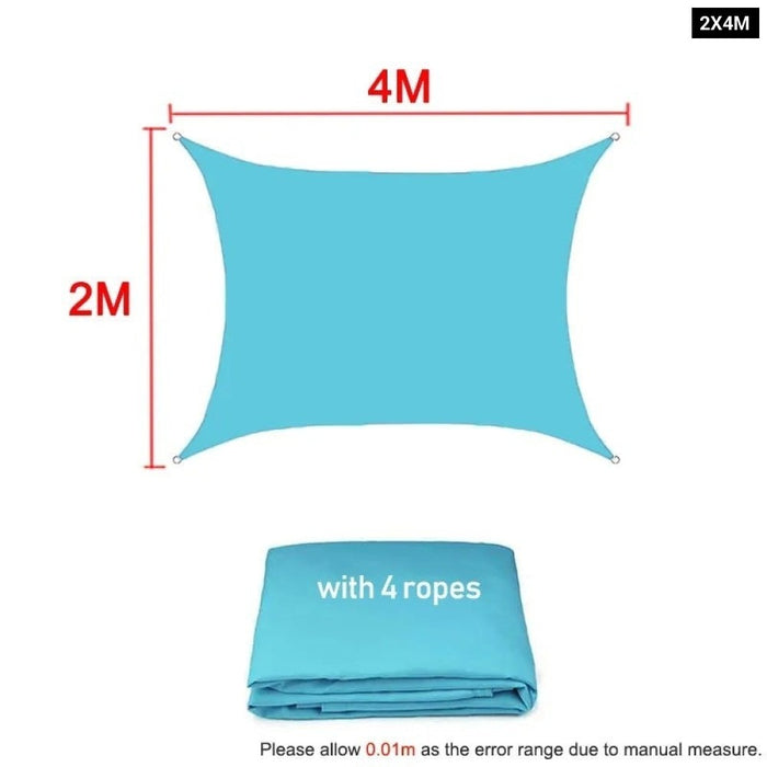 Waterproof Skyblue Square Rectangle Shade Sail Garden Terrace Canopy Swimming Sun Shade Sail Awning 420D