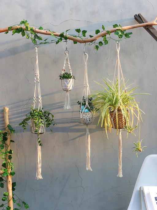 Handmade Macrame Plant Hanger Set For Boho Garden Decor