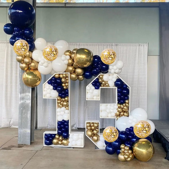 131Pcs Navy Blue Gold White Arch Balloon Set Graduation Season Balloon Party Wedding Boy Birthday Ocean Theme Party Decoration