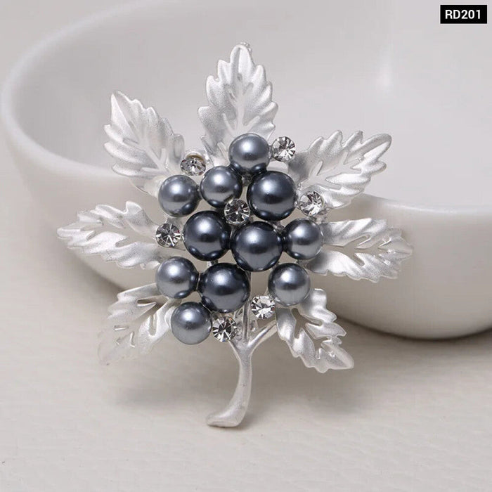 Luxury Jewelry Flower Lapel Pin With Pearl And Rhinestone