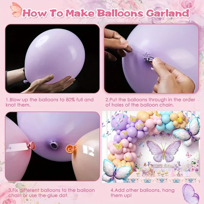 149Pcs Butterfly Balloon Garland Arch Kit Wedding Birthday Party Anniversary Graduation Festival Room Decoration