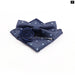 Blue Paisley Bowtie Set Polyester Skinny Pocket Square