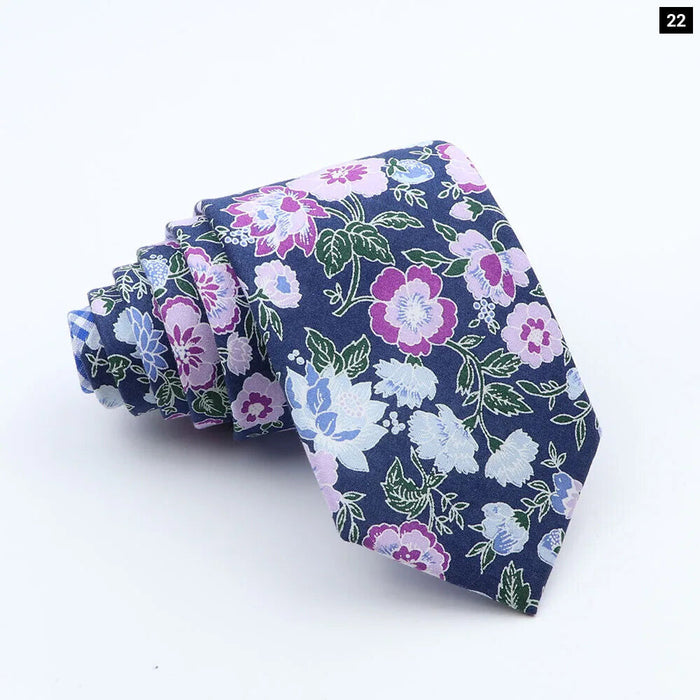 Colourful Two-Sided Floral Cotton Tie For Weddings And Parties