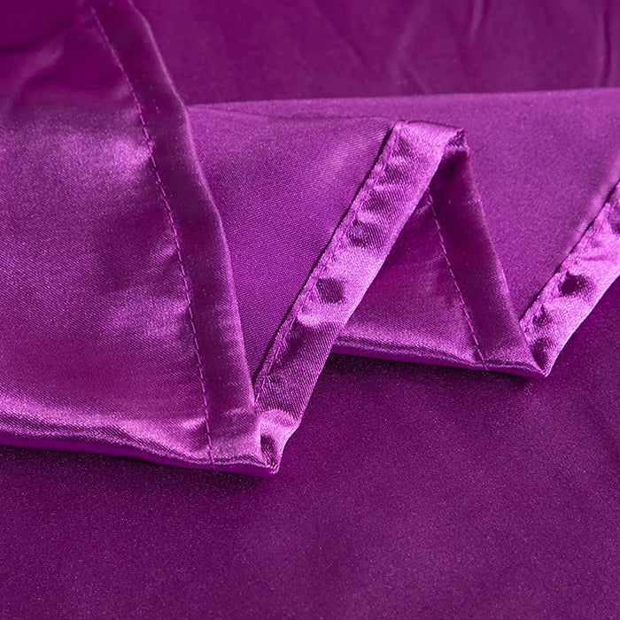 4 Piece Luxury Purple Satin Fitted Sheet Set