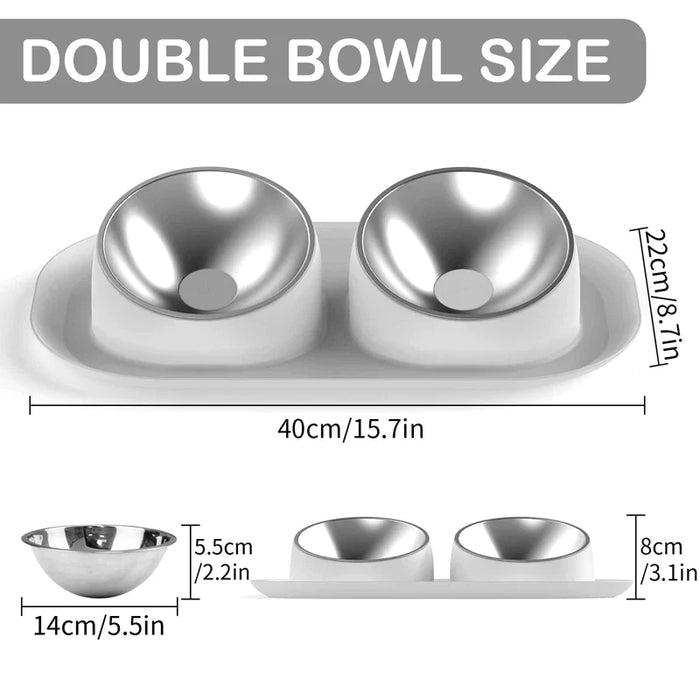 Stainless Steel Double Dog Bowl Anti Skid No Spill