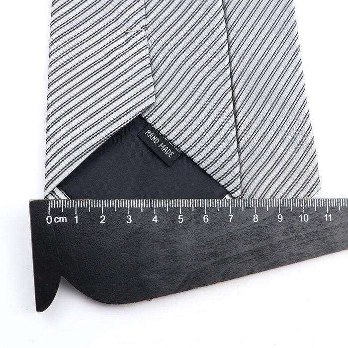 Striped Necktie For Weddings And Business Black Blue 100% Polyester