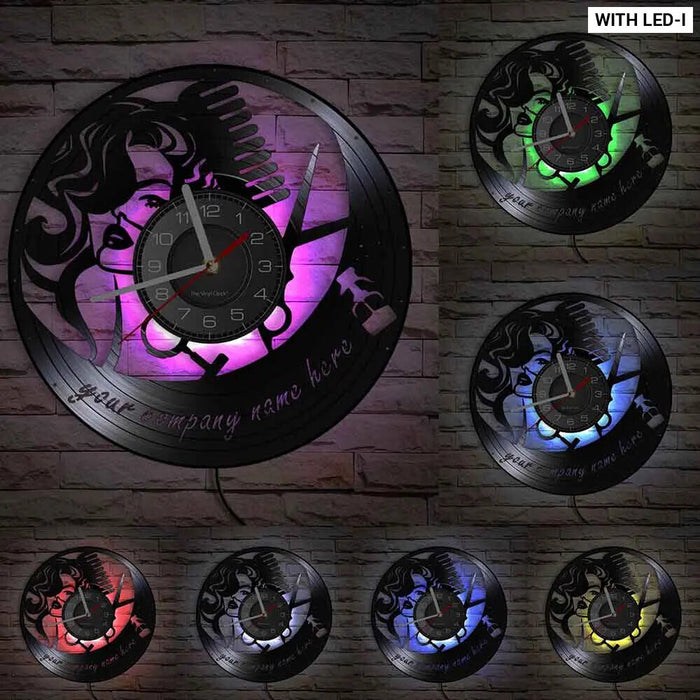 Vinyl Record Beauty Salon Wall Clock