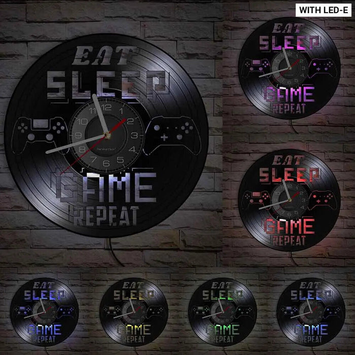 Retro Vinyl Record Wall Clock For Gamer Room Decor