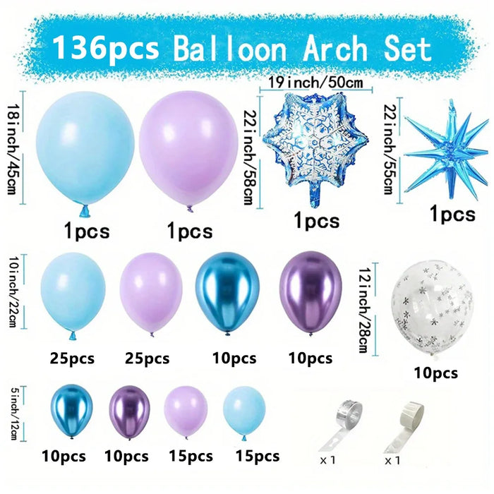 136Pcs Snowflake Balloon Arch Set Perfect For Winter Wonderland Themed Parties Ideal For Wedding Birthdayanniversary Celebrations