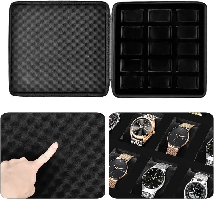 15 Slot Watch Box For Men Fits Wristwatches Smart Watches Up To 42Mm