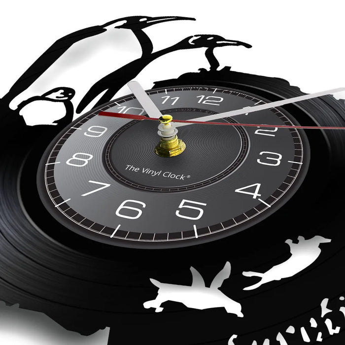 Emperor Penguins Vinyl Record Wall Clock