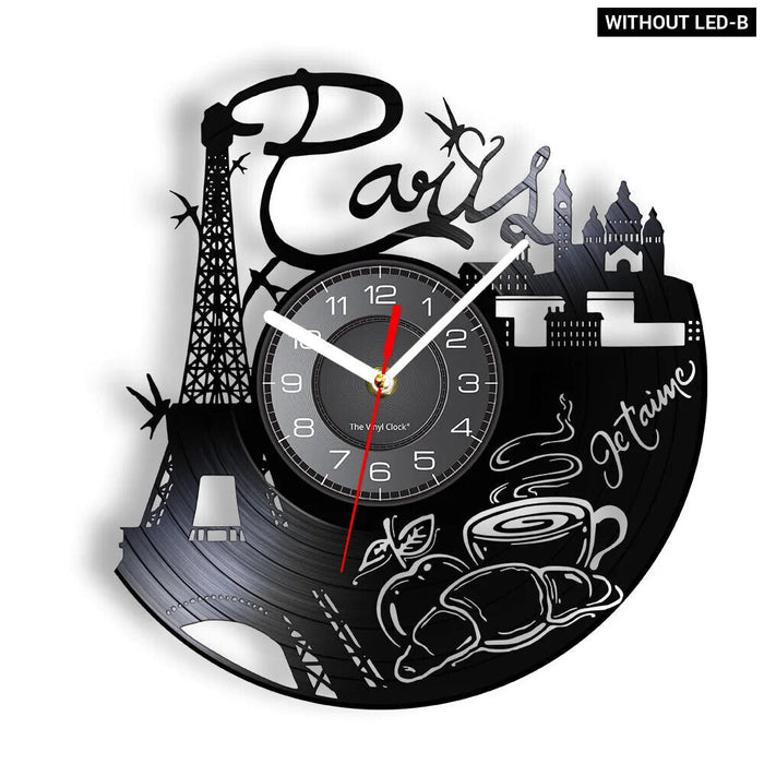 Paris Skyline Vinyl Record Wall Clock