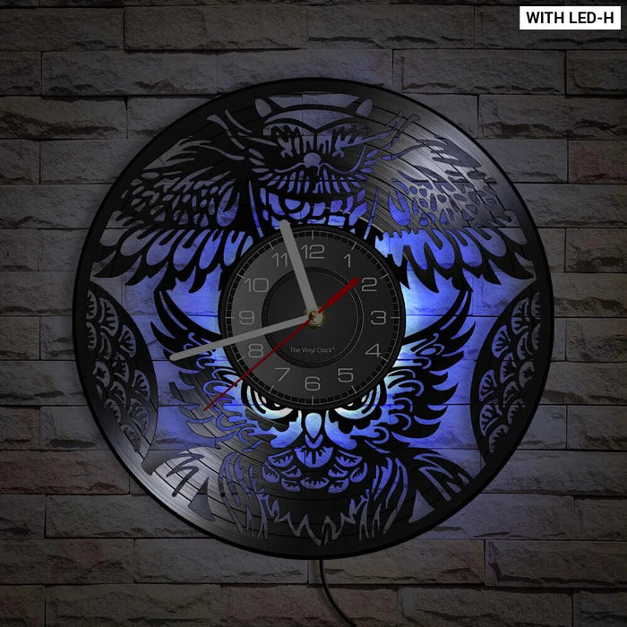 Vinyl Record Owl Wall Clock