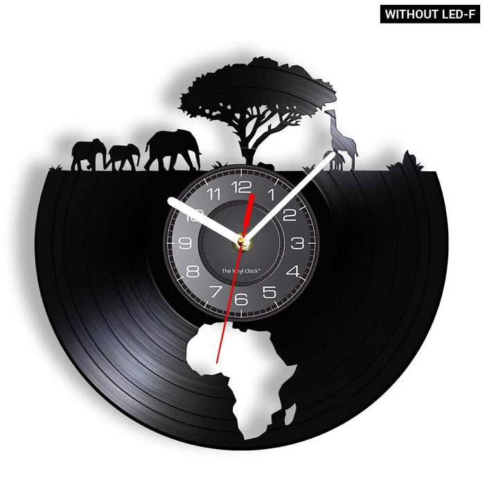 Jungle Animals Vinyl Record Wall Clock