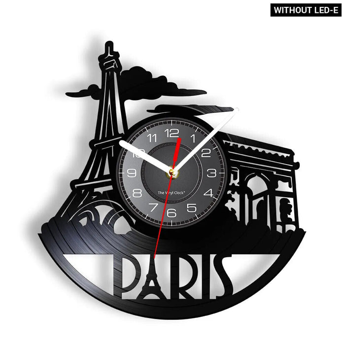 Paris Skyline Vinyl Record Wall Clock