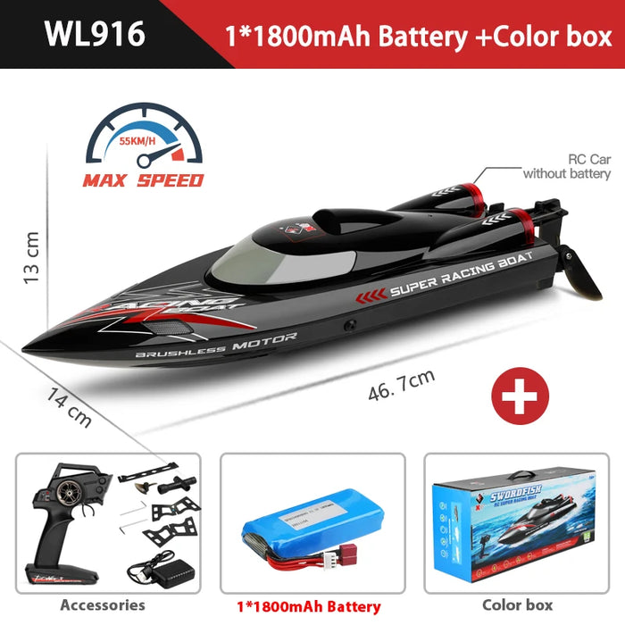 High Speed Brushless Rc Boat 55km/h 2.4g Electric Racing Water Kids