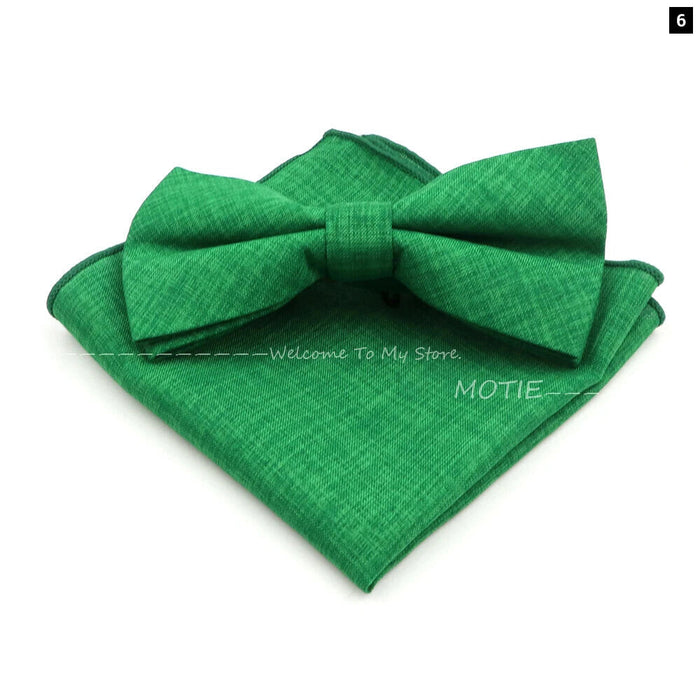 Classic Bowtie Set With Handkerchief Cufflink And Brooch