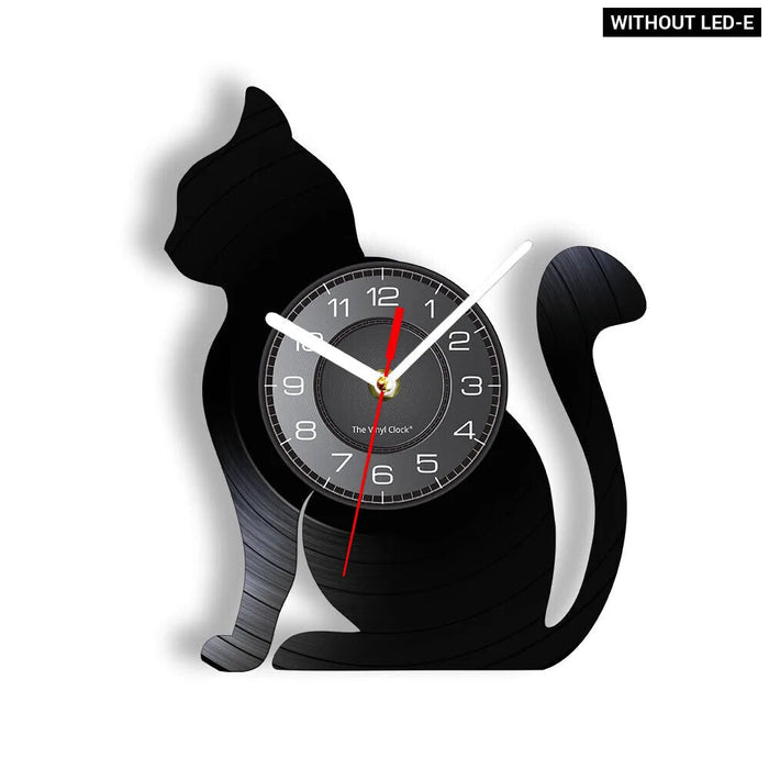 Whimsical Cat Vinyl Record Wall Clock