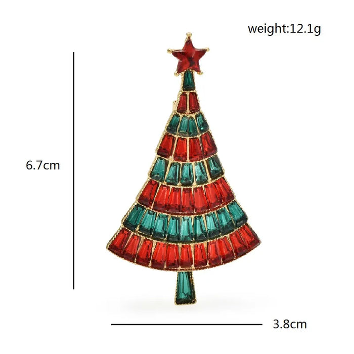 Christmas Tree Brooch 4 Colour Rhinestone Pin