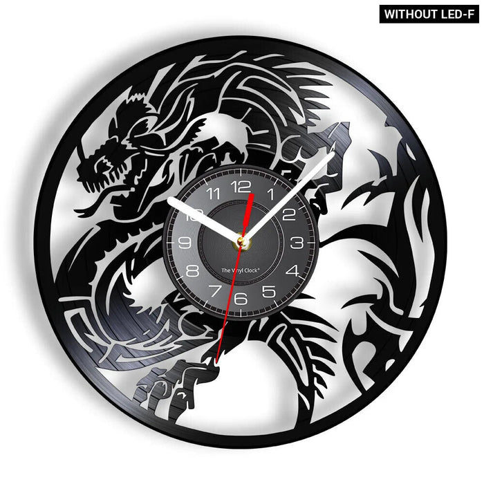 Yin Yang Dragon Vinyl Record Wall Clock