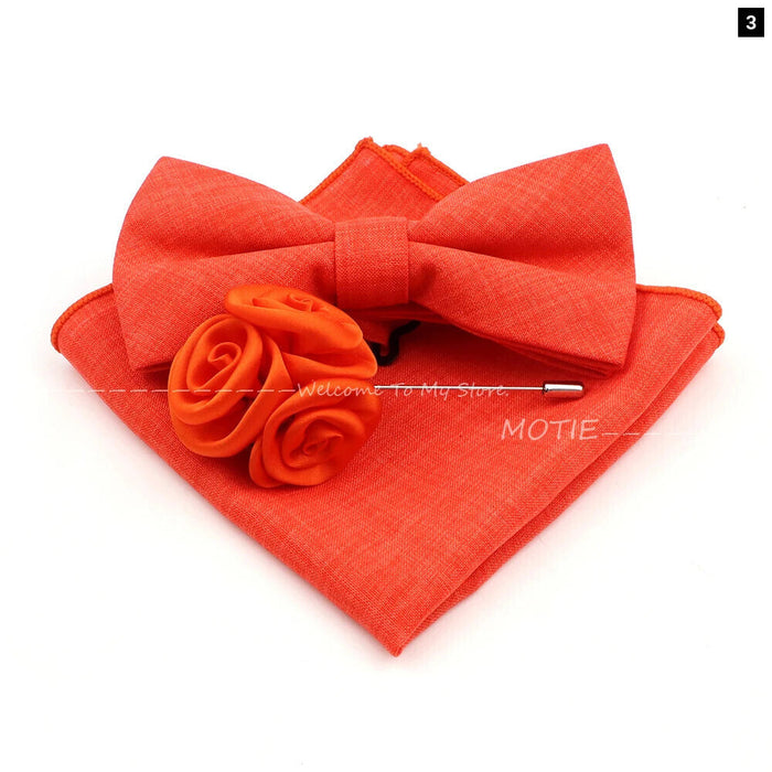 Design Cotton Handkerchief Set Adult And Kids Butterfly Bowtie Cufflink Brooch Party Suit Accessories