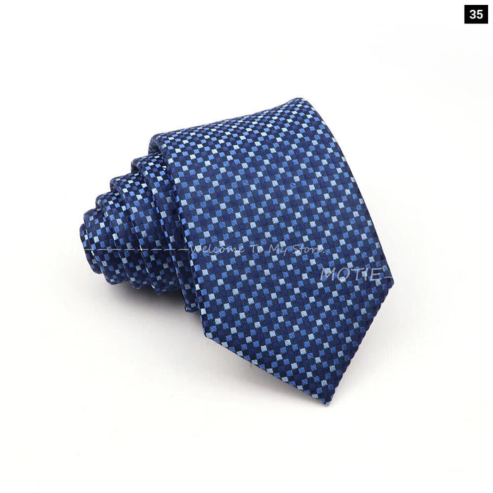 Deep Blue Striped Polyester Neckties For Business Weddings And Daily Wear