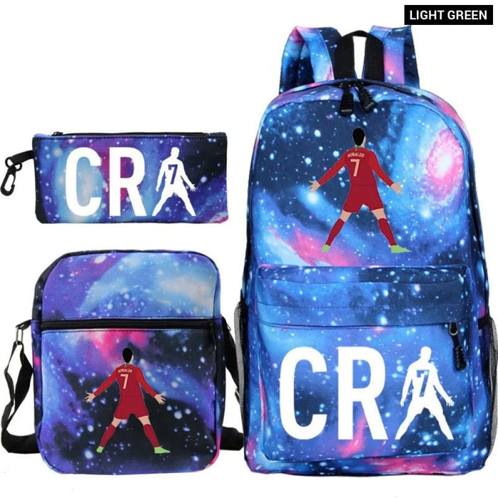 Unisex 3Pcs Football Cr7 3D Print Kids School Bag