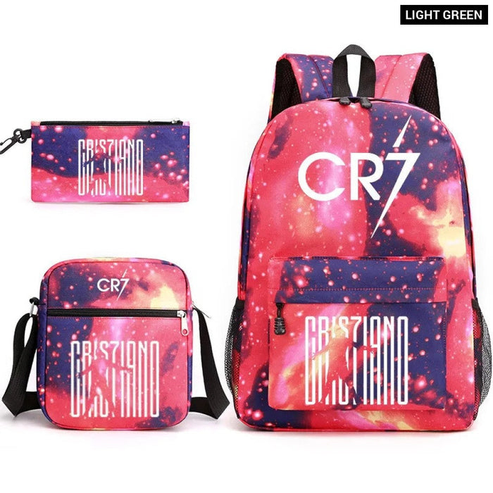 Unisex Cr7 Kids School Book Bags 3Pcs