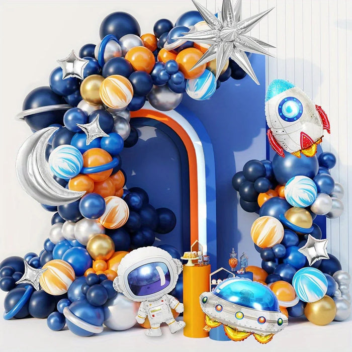 Space Themed Balloon Garland Arch Kit 146Pcs Suitable For Birthday Indoor / Outdoor Decoration With Foil And Latex Balloons