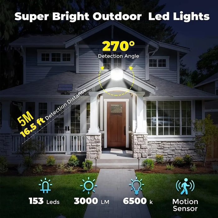 153Led Solar Wall Sconce With Motion Sensor Remote