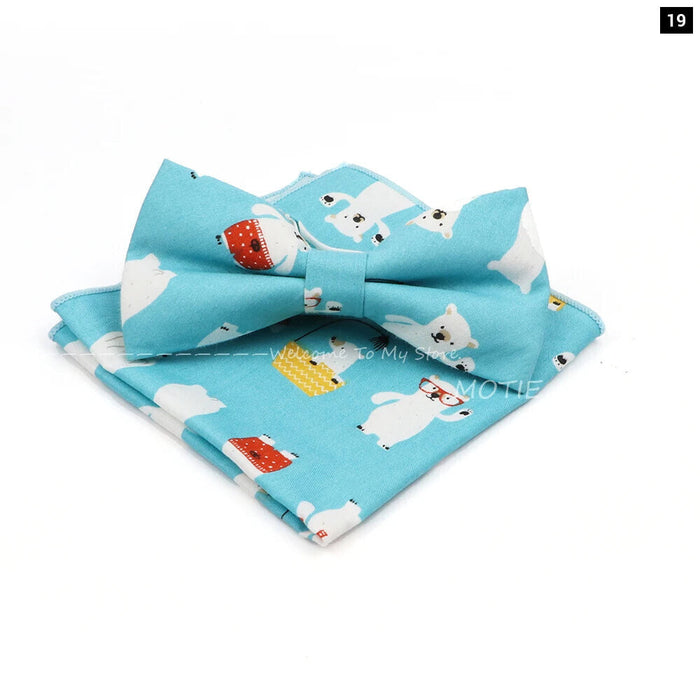 Colourful Cotton Bowtie Set For Parties And Gifts