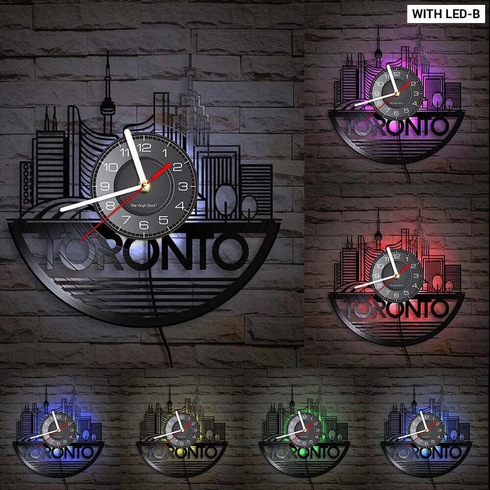 Toronto Skyline Vinyl Record Clock