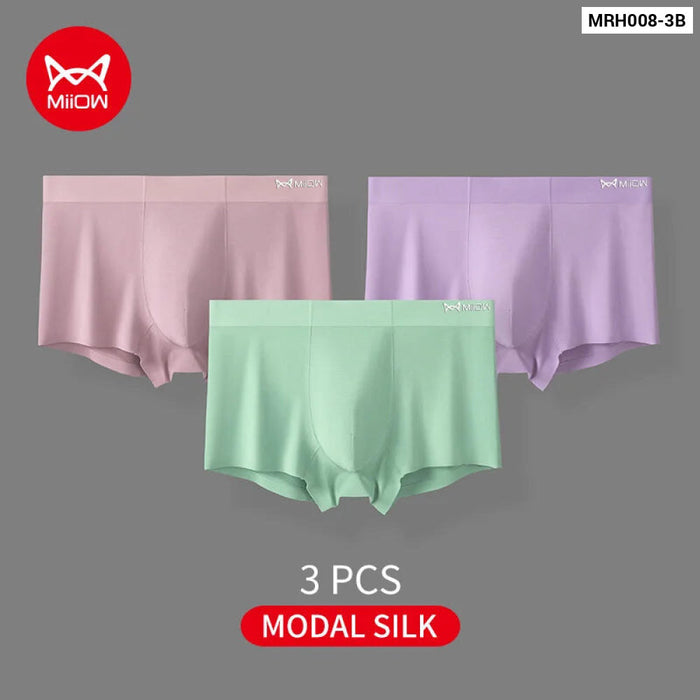 3 Piece 80ct Modal Mens Boxers Silk Crotch Underwear