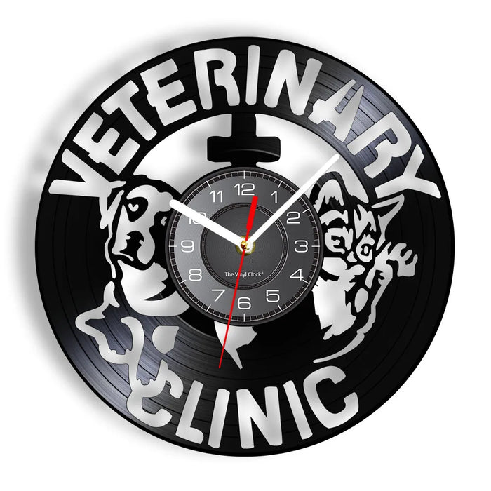 Vinyl Record Wall Clock For Veterinary Clinic Care