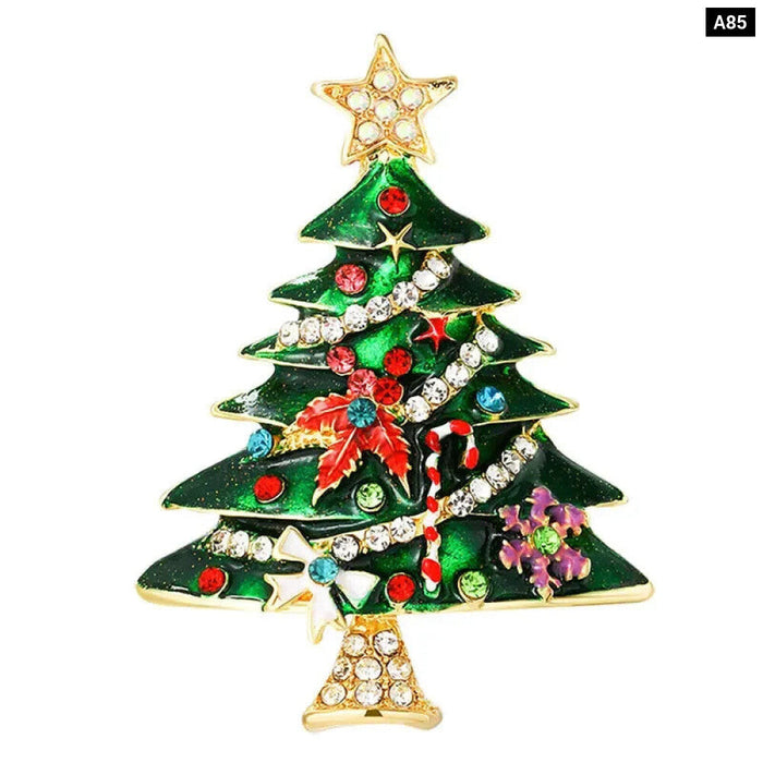 Christmas Tree Brooch With Rhinestone Lamps Luxury Jewelry