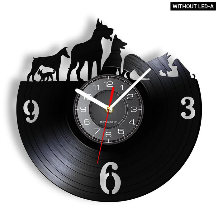Vintage Vinyl Record Wall Clock For Pet Lovers