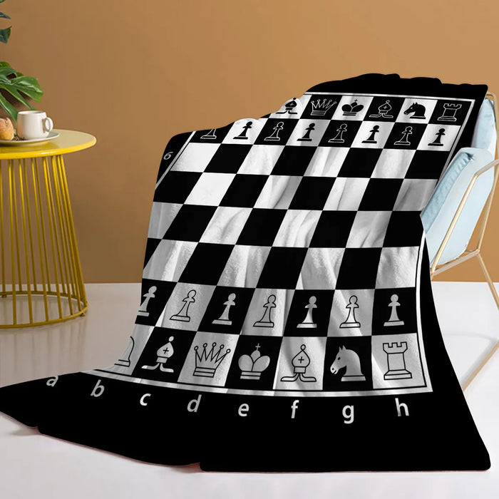 Checkered Chess Board Fleece Throw Blanket Warm And Lightweight