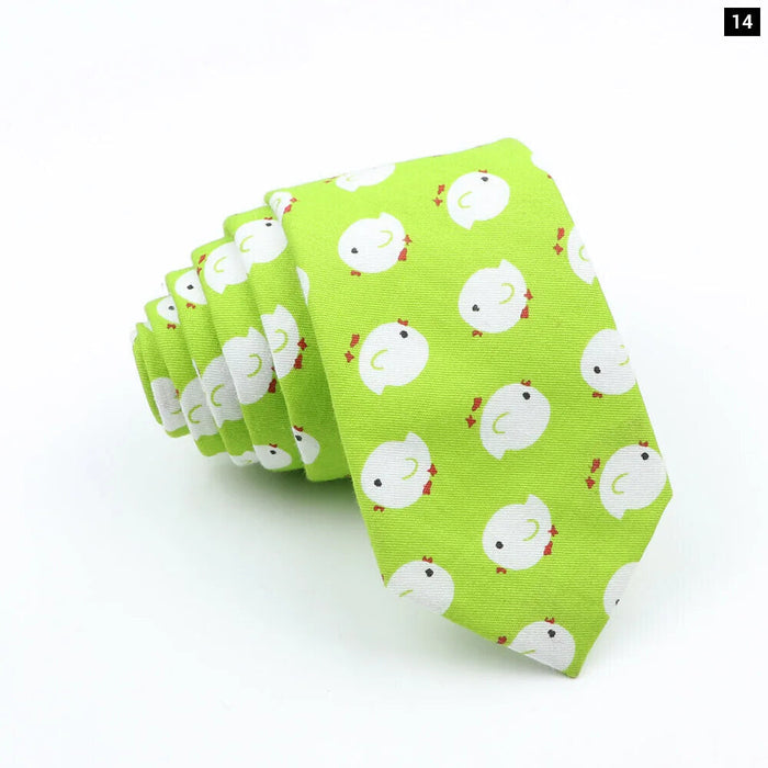 Cartoon Fruit Floral Animal Neck Ties Mens Casual Cotton Tie For Weddings And Parties