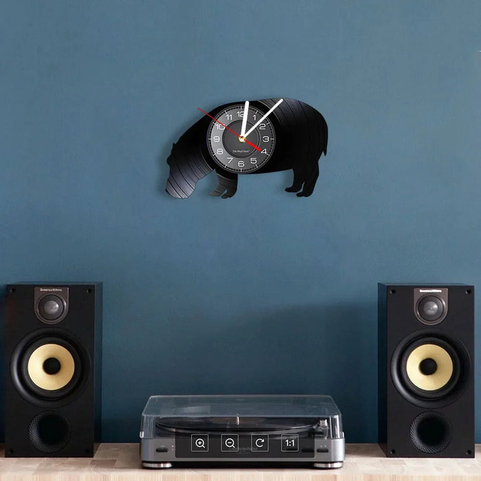 Vinyl Record Hippo Wall Clock