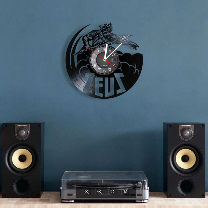 Zeus Wall Clock Ancient Greek Mythology Vinyl Record