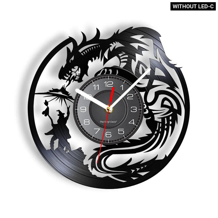 Yin Yang Dragon Vinyl Record Wall Clock