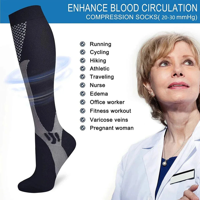 1Pair Knee Compression Socks For Blood Circulation Swelling Running