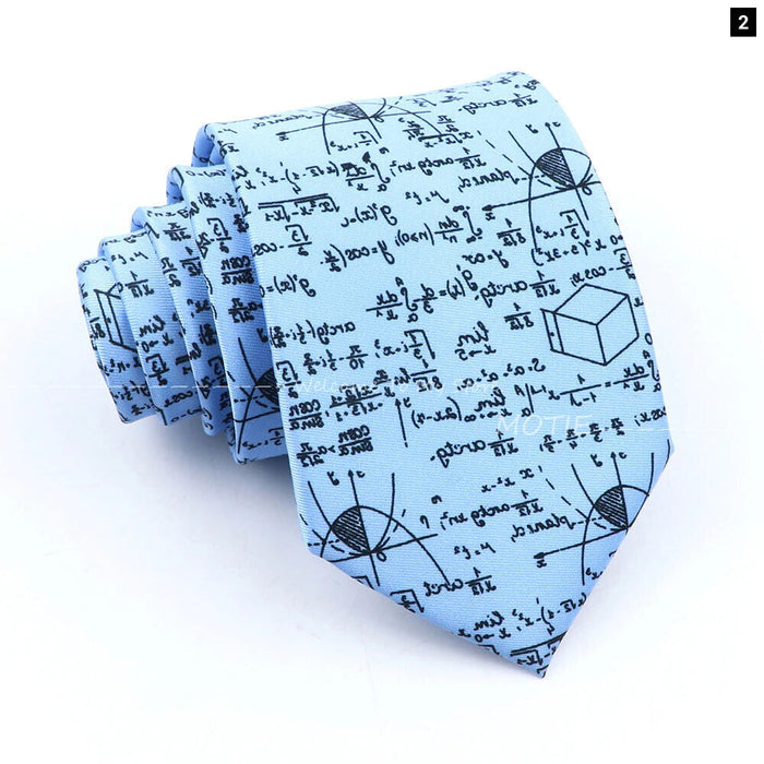 Musical Geometry Necktie Mens Blue Polyester Tie For Business And Party Wear