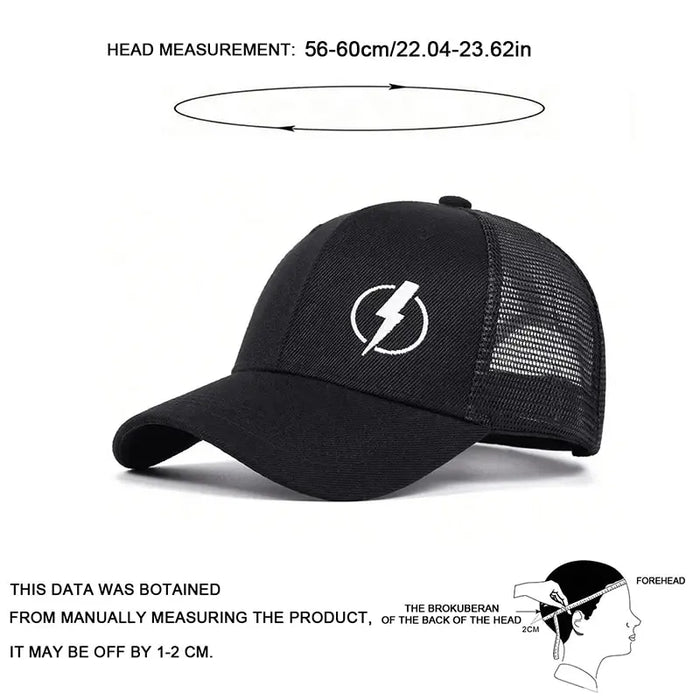 Adjustable Lightning Embroidery Baseball Cap / Hat For Outdoor Sun Protection