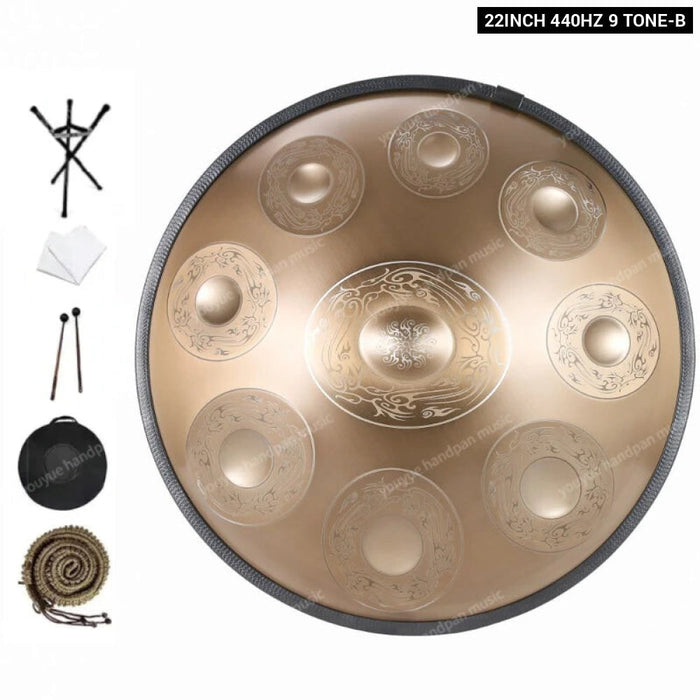 440Hz 432Hz 12 10 9 Notes D Minor Steel Tongue Carve Golden Handpan Drum