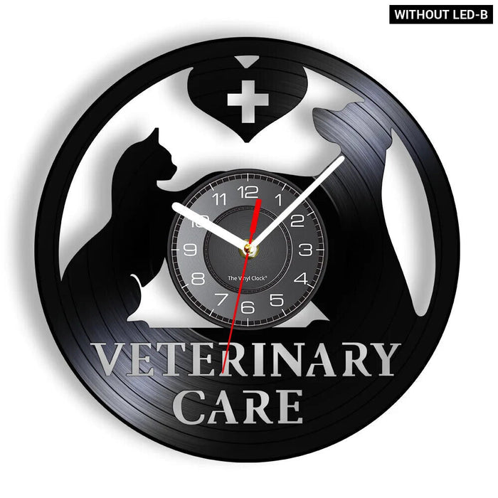 Vinyl Record Wall Clock For Veterinary Clinic Care