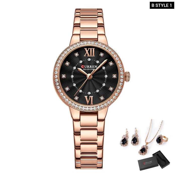 Wristwatches For Women Stainless Steel Bracelet Rhinestones